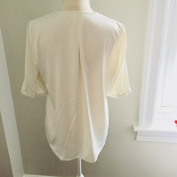 GRMNT Cream Silk Short Sleeve Blouse Top Size Medium - Picture 3 of 5